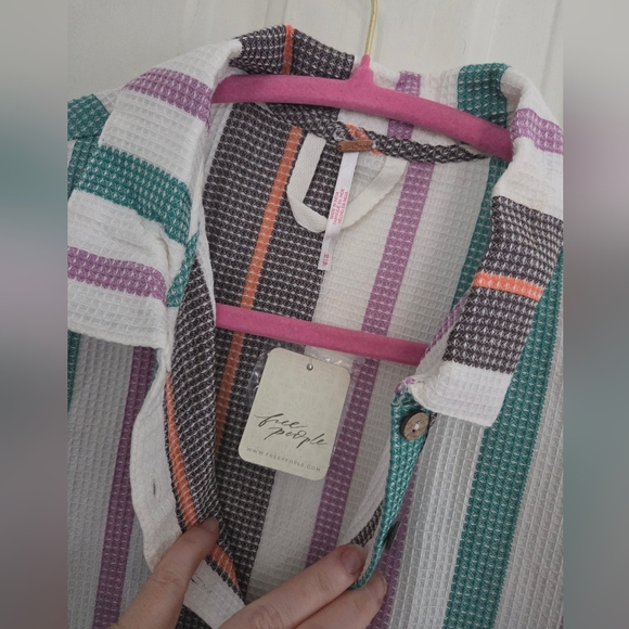 Free People Endless Summer Soleil Time Polo Shirt Top S *Kauai Combo* - Picture 6 of 10